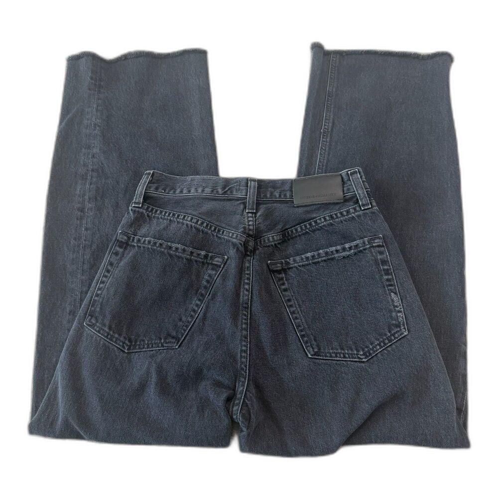 Citizens of Humanity Black High Rise Wide Leg Jeans Raw Hem Size 23